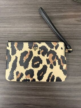 Coach Leopard Print Wristlet Clutch - Beige/Black